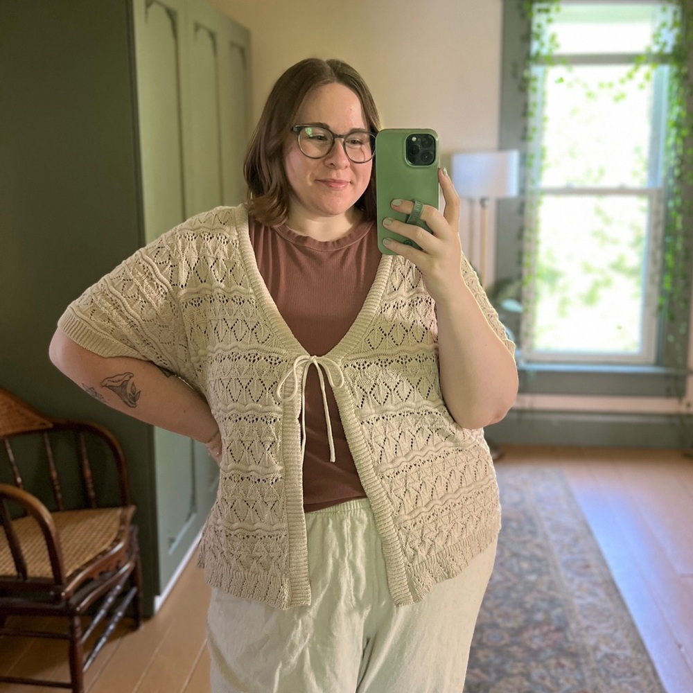 2X Terra and Sky Knit Short Sleeve Cardigan